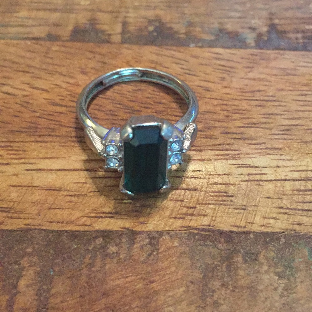 Faux Emerald and CZ Ring
